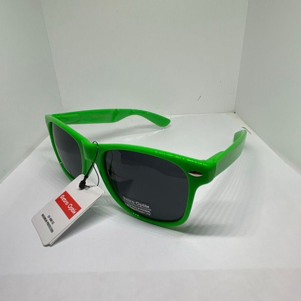 Retro Optix Neon Green Flex Fit Sunglasses UV400 Smoke lens